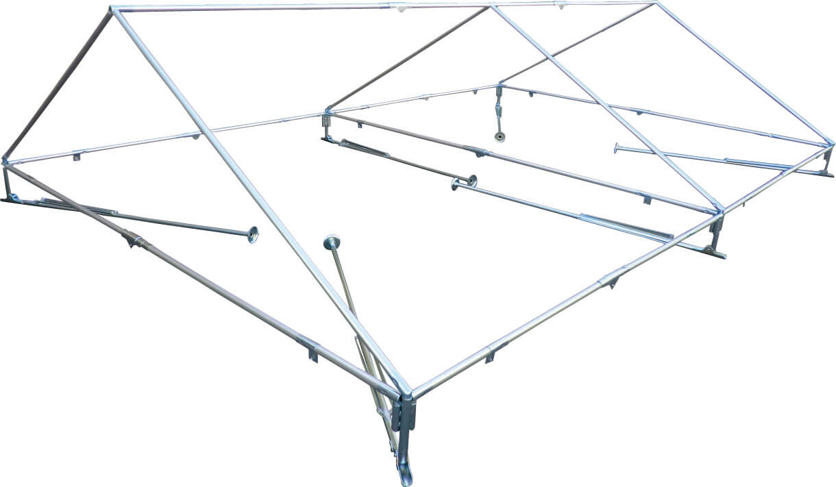 スチール・アルミ複合ハイブリッドテント 通常天幕(エステル防水7号帆布) 2×3間 （国産） パイプテント イベント設営用品購入ならスピーディア